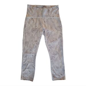 Lululemon 6 Women Train Times Cropped Leggings Yoga White Gray Active Wear Mesh